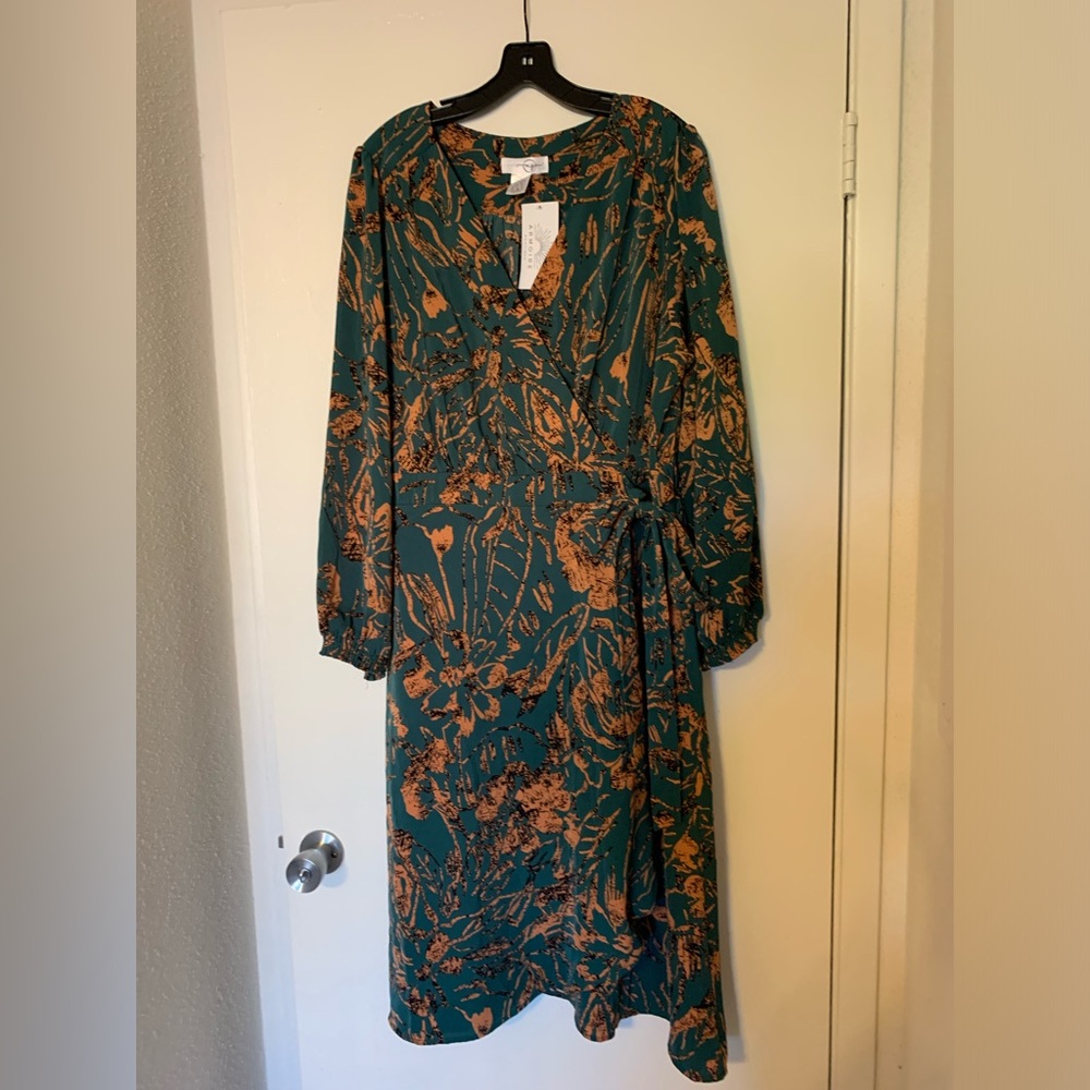 Print Faux Wrap Dress